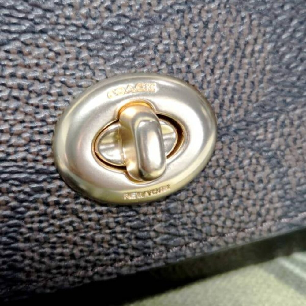 Coach Signature Canvas Sunglasses Case In Walnut/Black - Picture 2 of 8